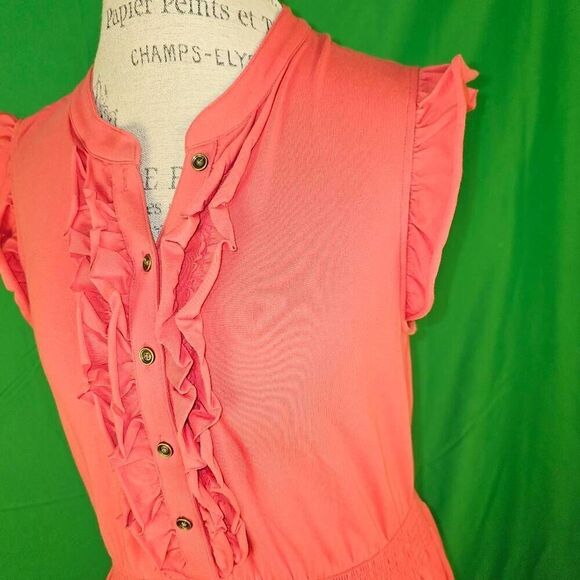 Matilda Jane Womens Coral Ruffle Cap Sleeve One Way Dress Large - Picture 3 of 5